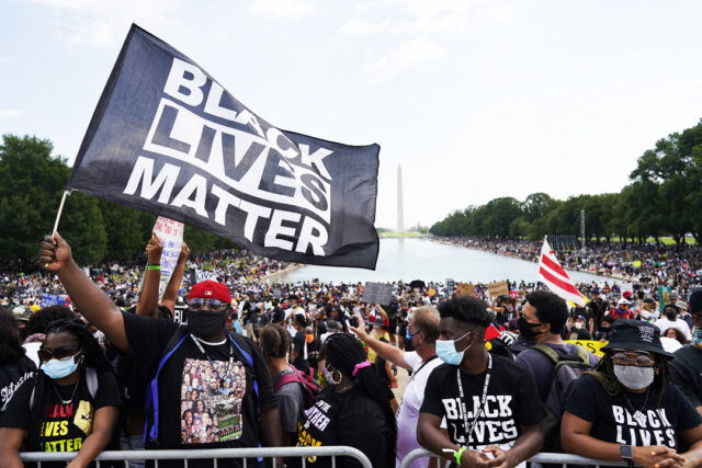 Thousands declare ‘get your knee off of our necks’ at March on Washington anniversary gathering People attend the March on Washington, Aug. 28, in Washington, on the 57th anniversary of the Rev. Martin Luther King Jr.'s "I Have A Dream" speech. Photo: AP Photo/Carolyn Kaster