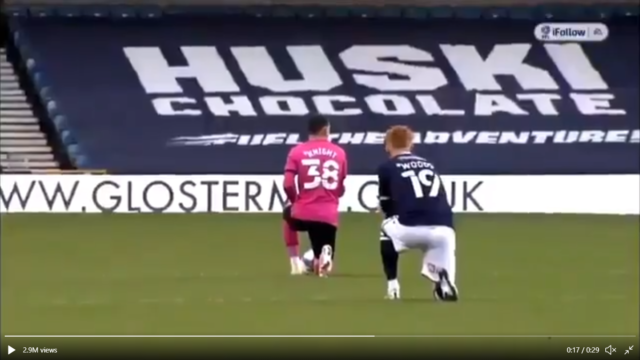 Fans jeer as players take a knee in English soccer match