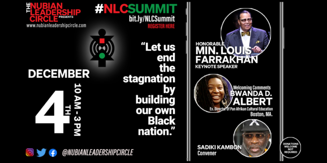 Time to step up, move out on nation-building Nubian Leadership Circle wants you to join vital Dec. 4 summit