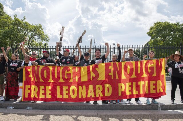 Supporters of Native activist Leonard Peltier hold White House rally, urging Biden to grant clemency
