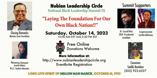 The Honorable Minister Louis Farrakhan to keynote National Black Leadership Summit IX on Oct. 14