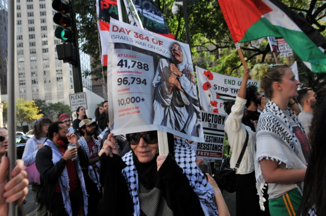 Rally protests one year of Gaza genocide