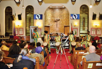 A group of people in a church AI-generated content may be incorrect.