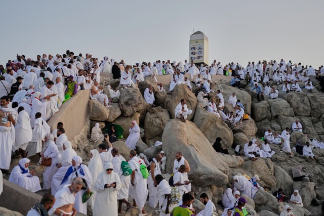Muslim pilgrims converge on Mount Arafat in Saudi Arabia during Hajj